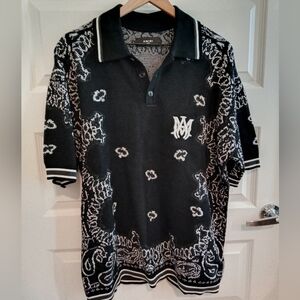 Amiri Bandana Crochet Polo shirt